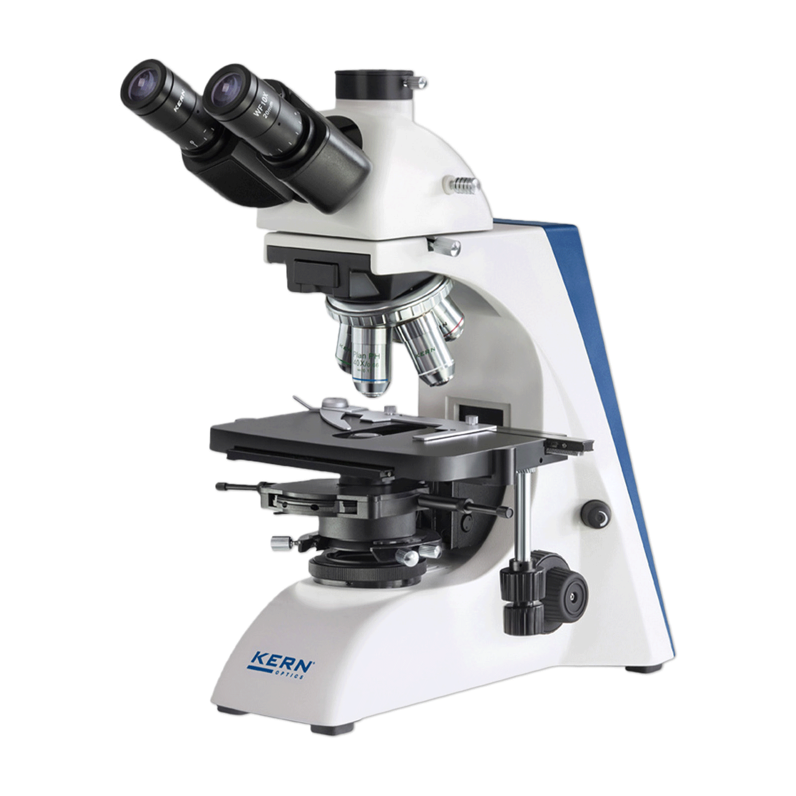 Durchlichtmikroskop OBN von KERN - OBN 132 - Tubus Trinocular - Okular HWF 10x DM 20.0 mm - Objektive 4x / 10x / 20x / 40x / 100x - 20W Halogen (Durchlicht)