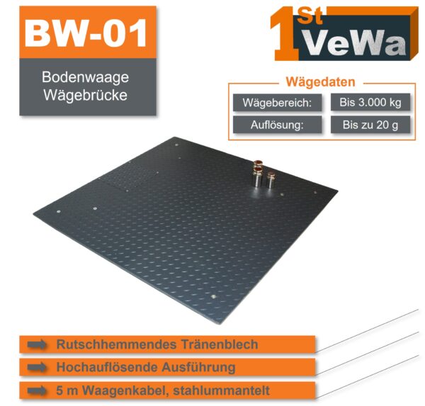 Bodenwaage BW-01 - 800 x 800 mm, Abbildung mit Gewichten