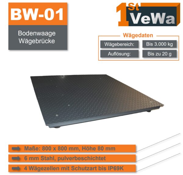 Bodenwaage BW-01 - 800 x 800 mm - mit Informationen