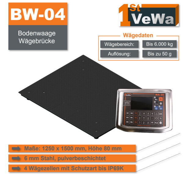 Bodenwaage BW-04 - 1250 x 1500 mm - Industriewaage