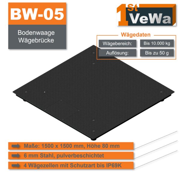 Bodenwaage BW-06 - 1500 x 1500 mm - bis 10 t