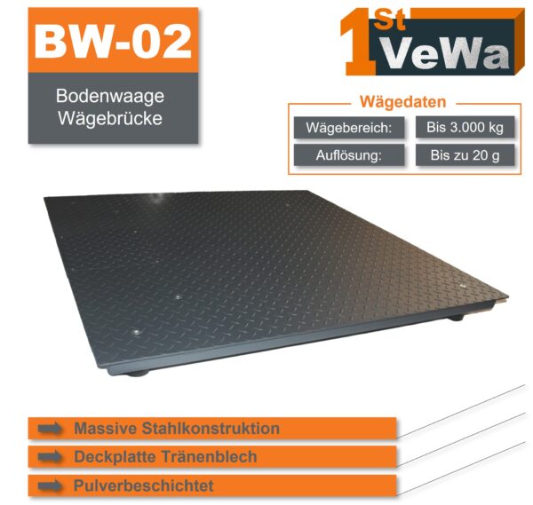 Bodenwaage BW-02 - 1000 x 1000 mm - Stahlkonstruktion