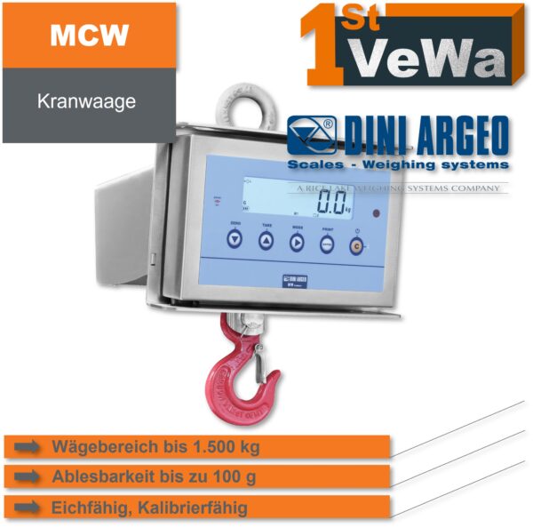 Kranwaage MCW - Edelstahl - bis 1500 kg - eichfähig